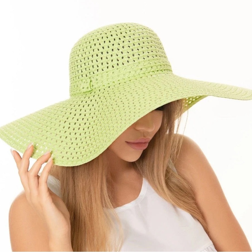 Lime Green Wide Brim Sun Hat